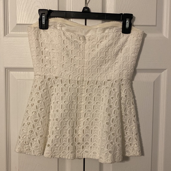 NWT J. Crew Factory Eyelet Strapless Peplum Top - Picture 2 of 5